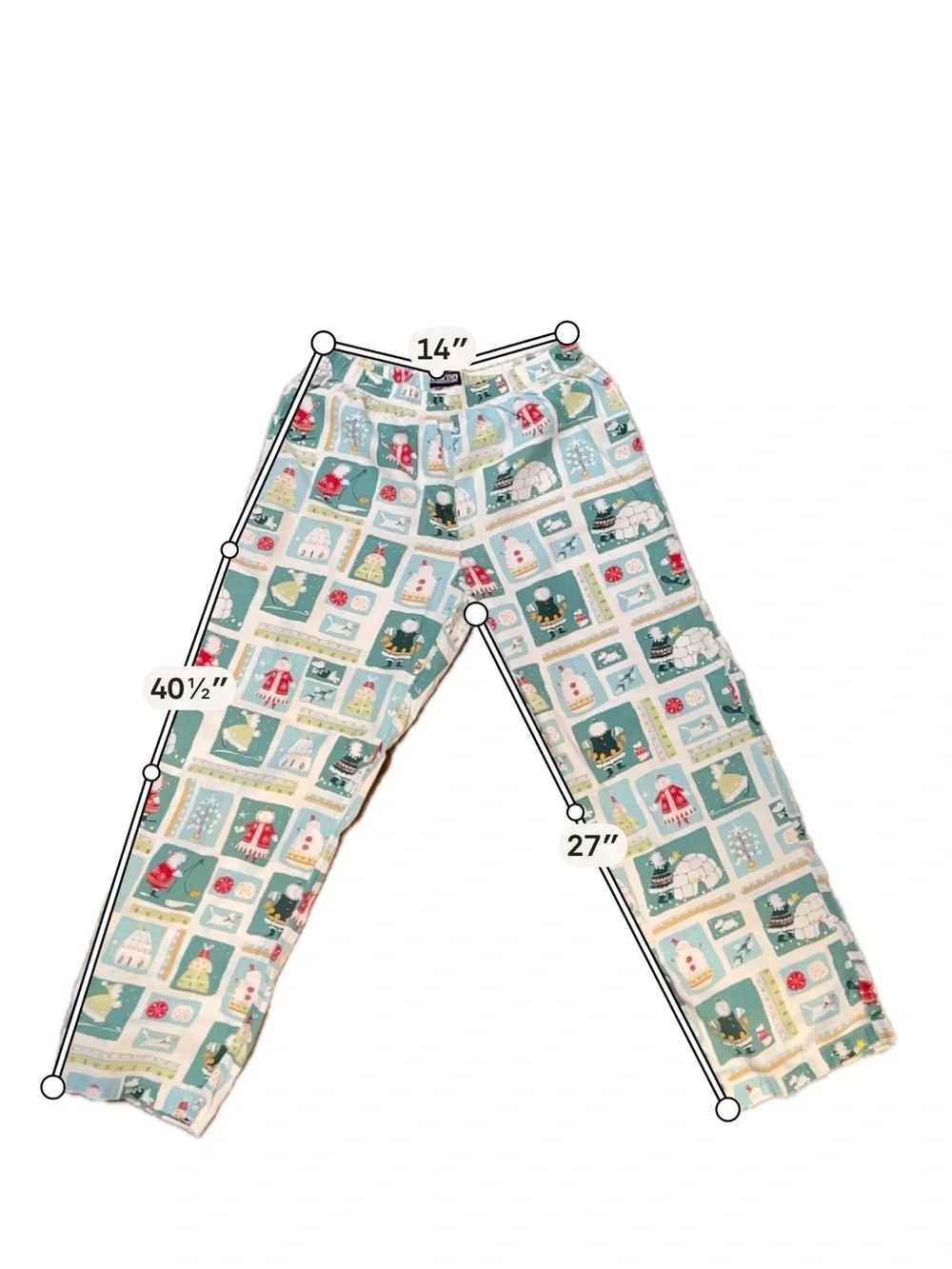 Lands’ End Christmas Pajama Pants Holiday Winter Retro Santa Snowman Unisex